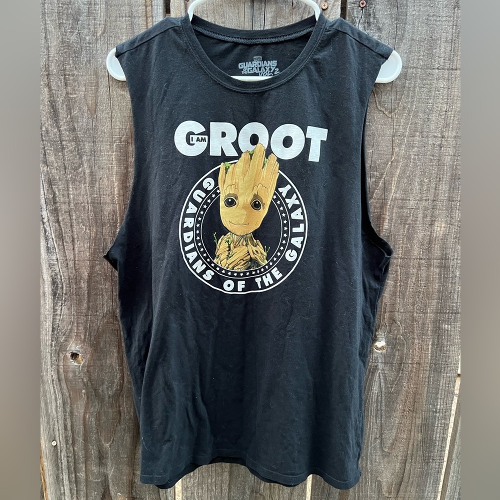 Guardians of the Galaxy Groot raw sleeve cut out tank top